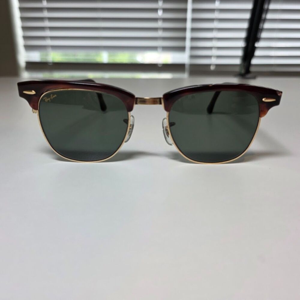 Vintage Bausch & Lomb Ray Ban USA Clubmaster W0366 Tortoise Gold Sunglasses G15